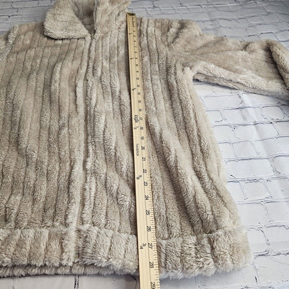 Unbranded Womens Medium Jacket Cream Fuzzy Soft Full Zip Teddy Mock Neck - Picture 8 of 10